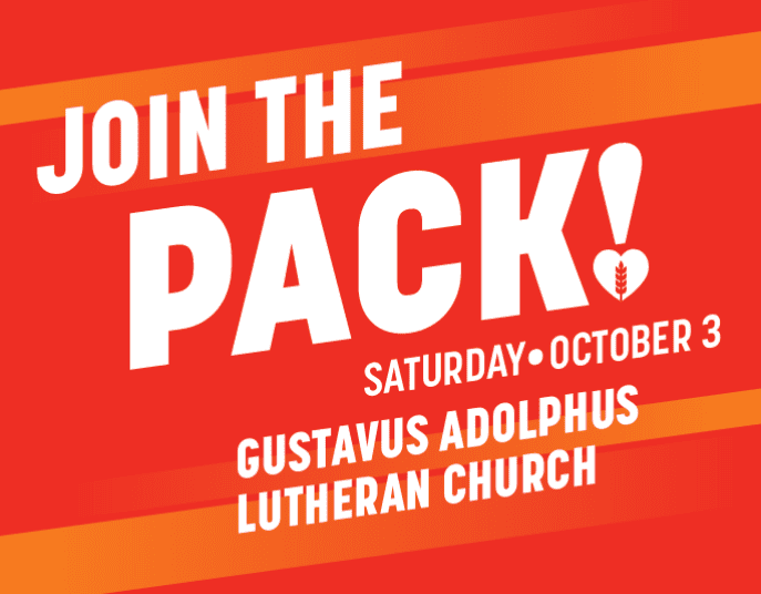 Join the Pack! at Gustavus Adolphus Lutheran Church on October 3 for community event and activities.